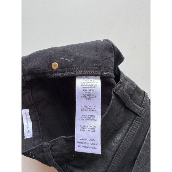 FRAME Le Sylvie Slender Straight Noir Coated Black Mid Rise Ankle Jeans, Size 26 - Picture 13 of 14